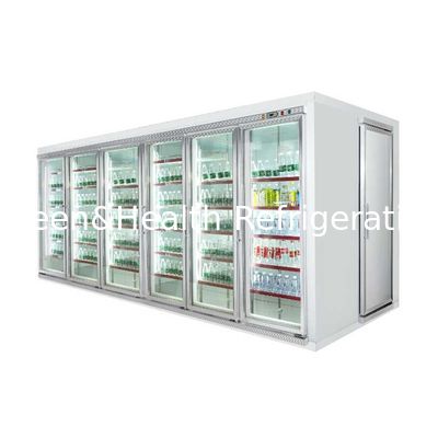 مبرد عرض باب زجاجي مبرد / المشي في الفريزر الانفجار مع رف عرض للحوم والخضروات