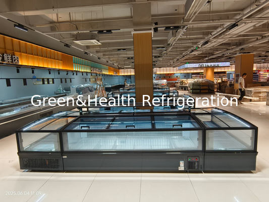 ثلاجة جزيرة سوبر ماركت خالية من الصقيع للمجمدات للحوم مع إضاءة LED