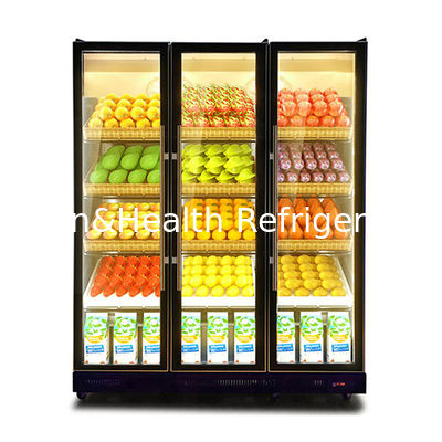 تجارية ثلاثة أبواب زجاجية أضواء متعددة LED مشروبات التبريد العرض المجمد