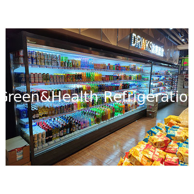 الزاوية اليمنى خمس قصص السوبر ماركت الفاكهة / الخضروات / الحليب المبرد مفتوحة خزانة المجمد