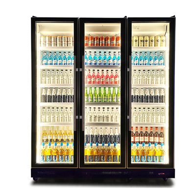 أبواب زجاجية تجارية إضاءة متعددة عمودية مشروبات التبريد العرض الثلاجة الثلاجة