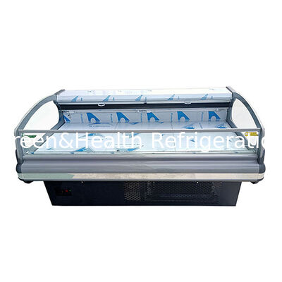 التصميم الأوروبي الأفقي الراقي لحوم طازجة التخزين الثلاجة عرض التجميد