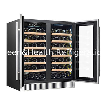 شهادة ETL 68 زجاجة مستقلة ذات درجة حرارة مزدوجة باب زجاجي اثنين النبيذ الأحمر التخزين المبرد عرض التجميد