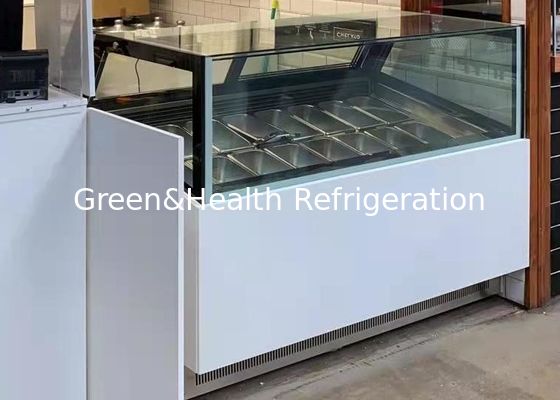 -22 درجة 16 وعاء عرض جيلاتو سكوب عرض الآيس كريم المجمد