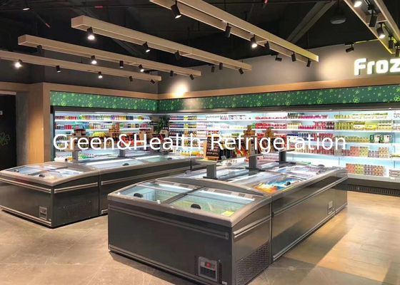 ثلاجة عرض تجارية بباب منزلق للأطعمة المجمدة مجمدة جزيرة كومبو